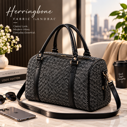 **Herringbone Fabric Handbag – Elegant, Stylish & Versatile Women’s Shoulder Bag**
