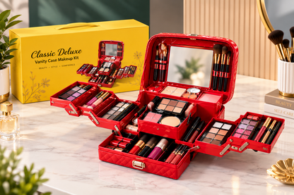 Classic Deluxe Vanity Makeup Case – Complete Beauty Kit