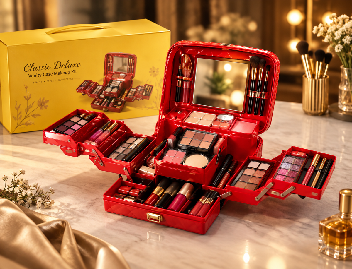 Classic Deluxe Vanity Makeup Case – Complete Beauty Kit