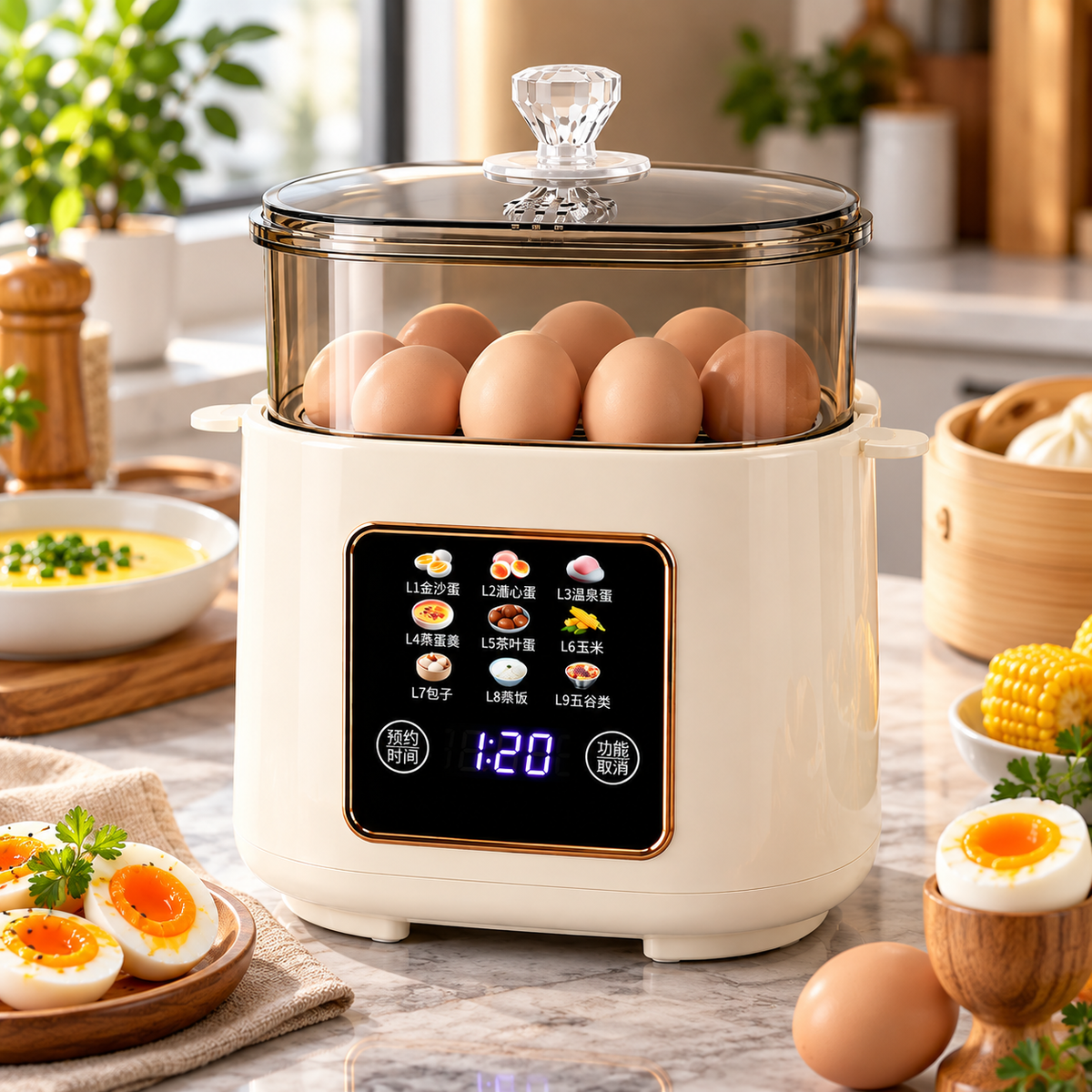 NAIECO Electric Egg Cooker – Automatic Egg Boiler with Multi-Function Cooking Pot