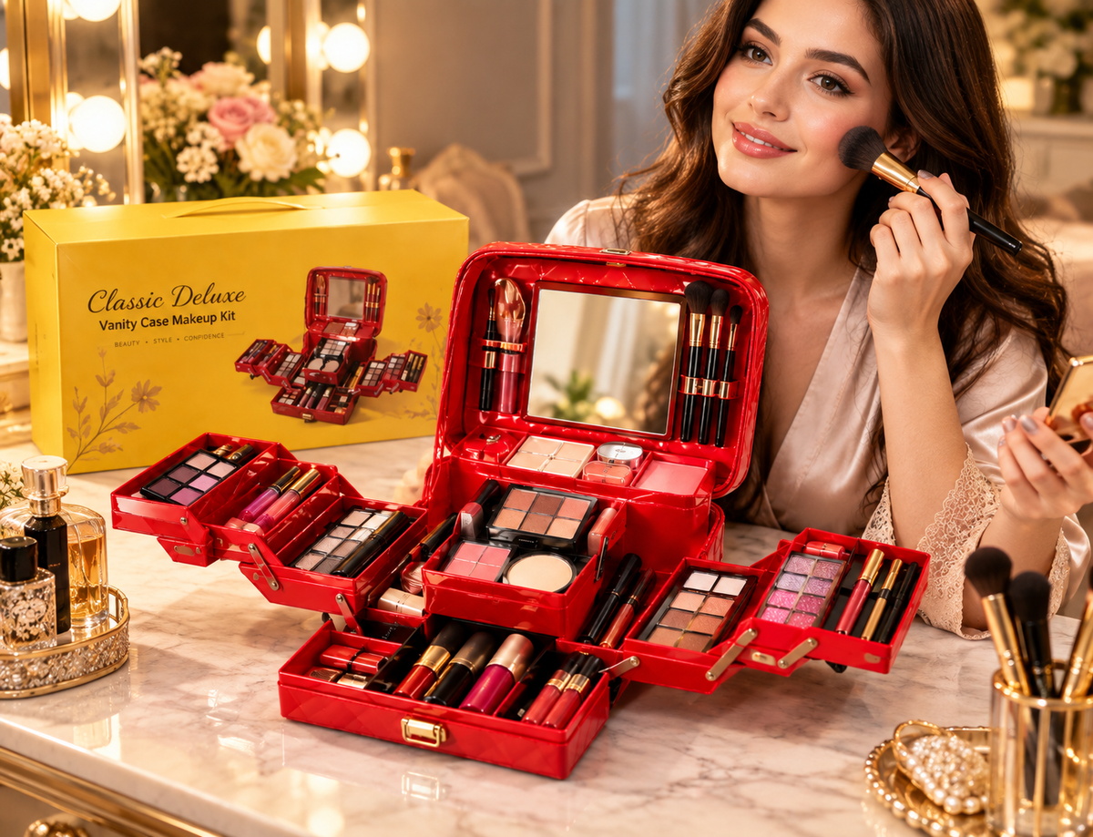 Classic Deluxe Vanity Makeup Case – Complete Beauty Kit